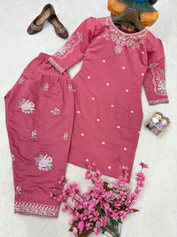 Elegant Coord set with Frashi palazzo in beautiful Multicolored thread Embroidery work