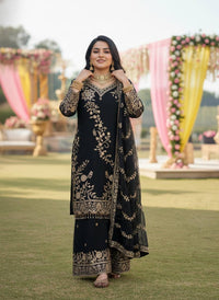 Premium Black Kurti Palazzo Set with sequins Embroidery Work in Georgette fabric