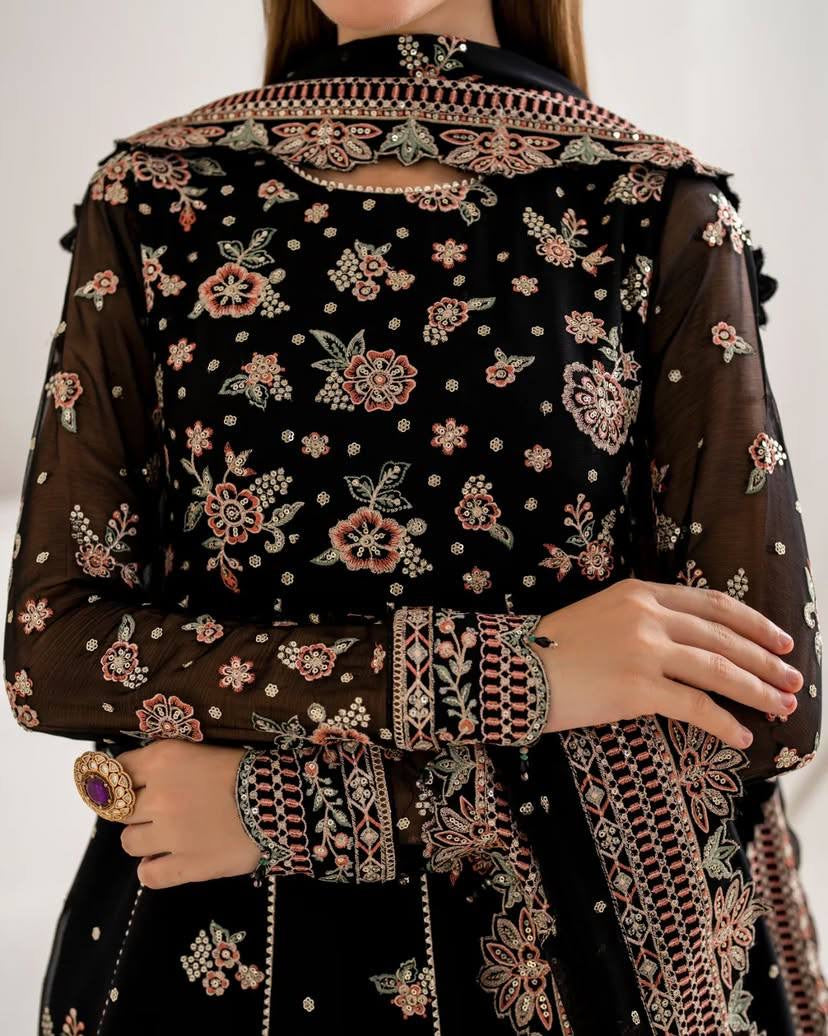 Designer Sequins & Zari Embroidered Anarkali Gown with Sharara Set - LC 1340