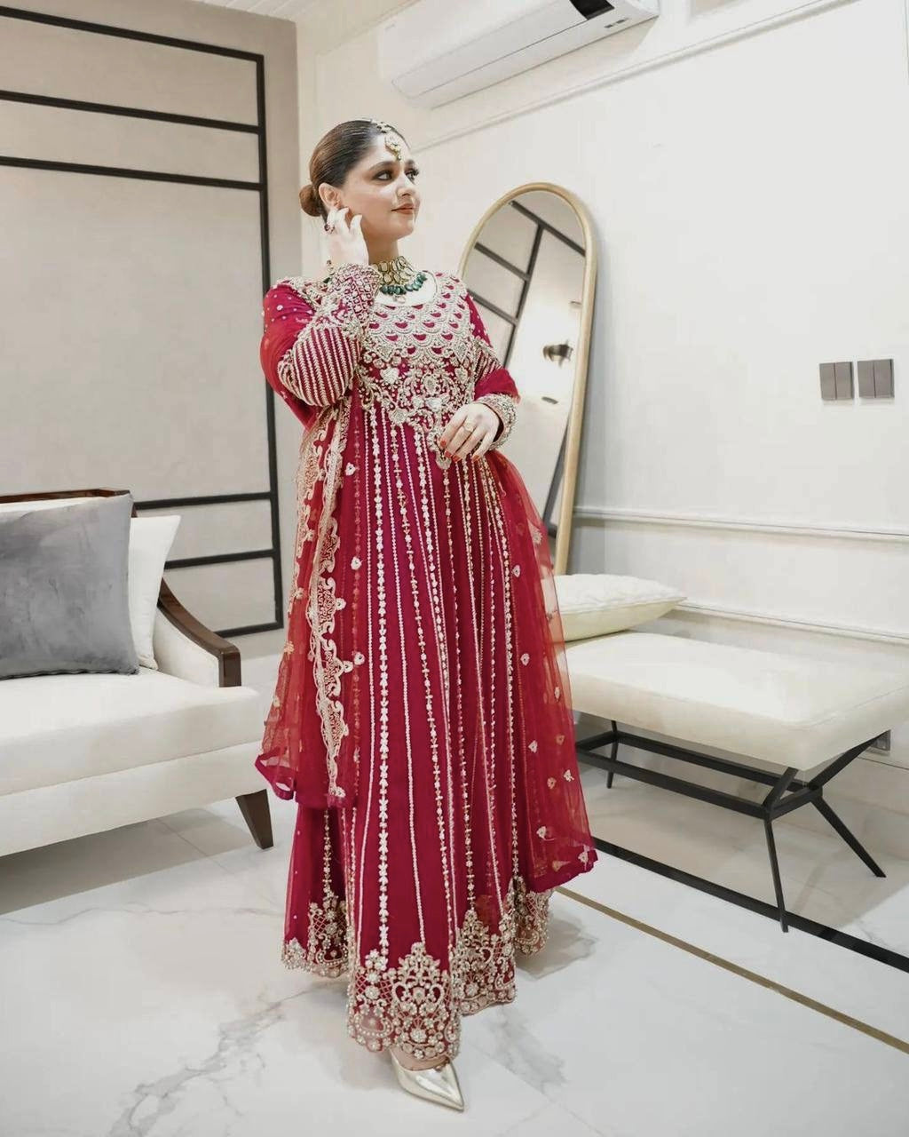 Designer Embroidered Anarkali Gown with Sequin Work - LC 1198