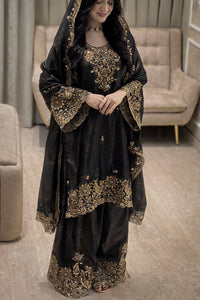 Designer Kurti-Palazzo set in premium moss tissue silk