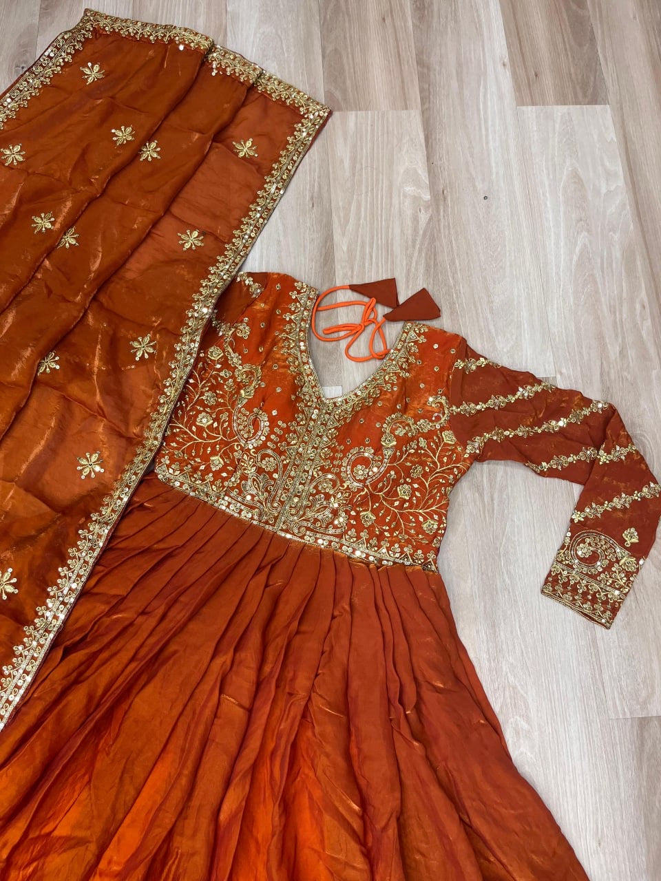 Premium Readymade Gown with Sequins & Zari Embroidery - FFLW-9234