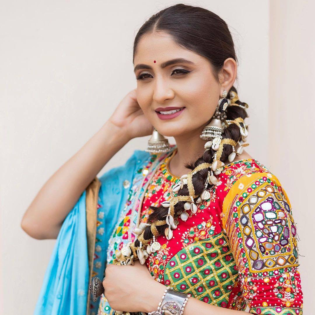Navratri Special Premium Heavy Muslin Cotton Lehenga with Digital Print & Real Mirror Work