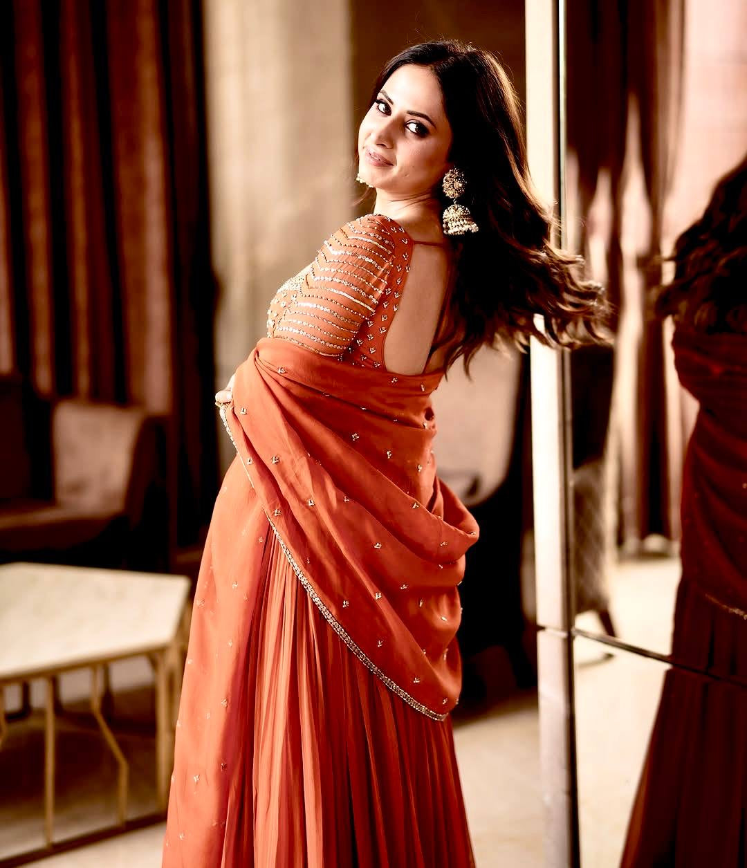 Designer Georgette Gown with Zari Sequin Work & Dupatta - VF 208