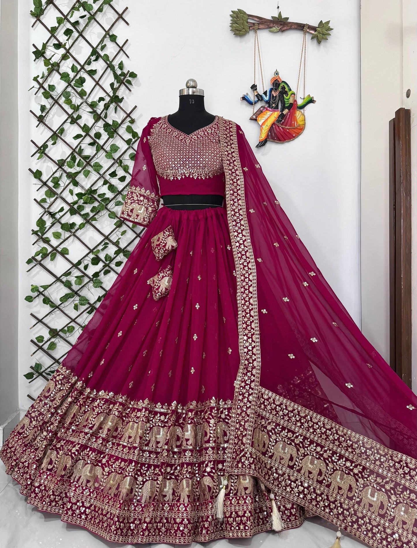 Party Wear semi bridal Lehenga Choli with Sequins & Zari Embroidery - ALC 93