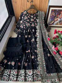 Premium and stylish anarkali with sharara with beautiful sequins & Thread Embroidery work