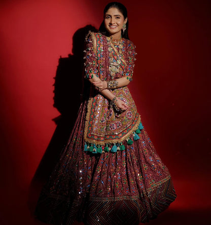 Navratri Special Muslin Cotton Lehenga Choli with Real Mirror Work - ALC 110