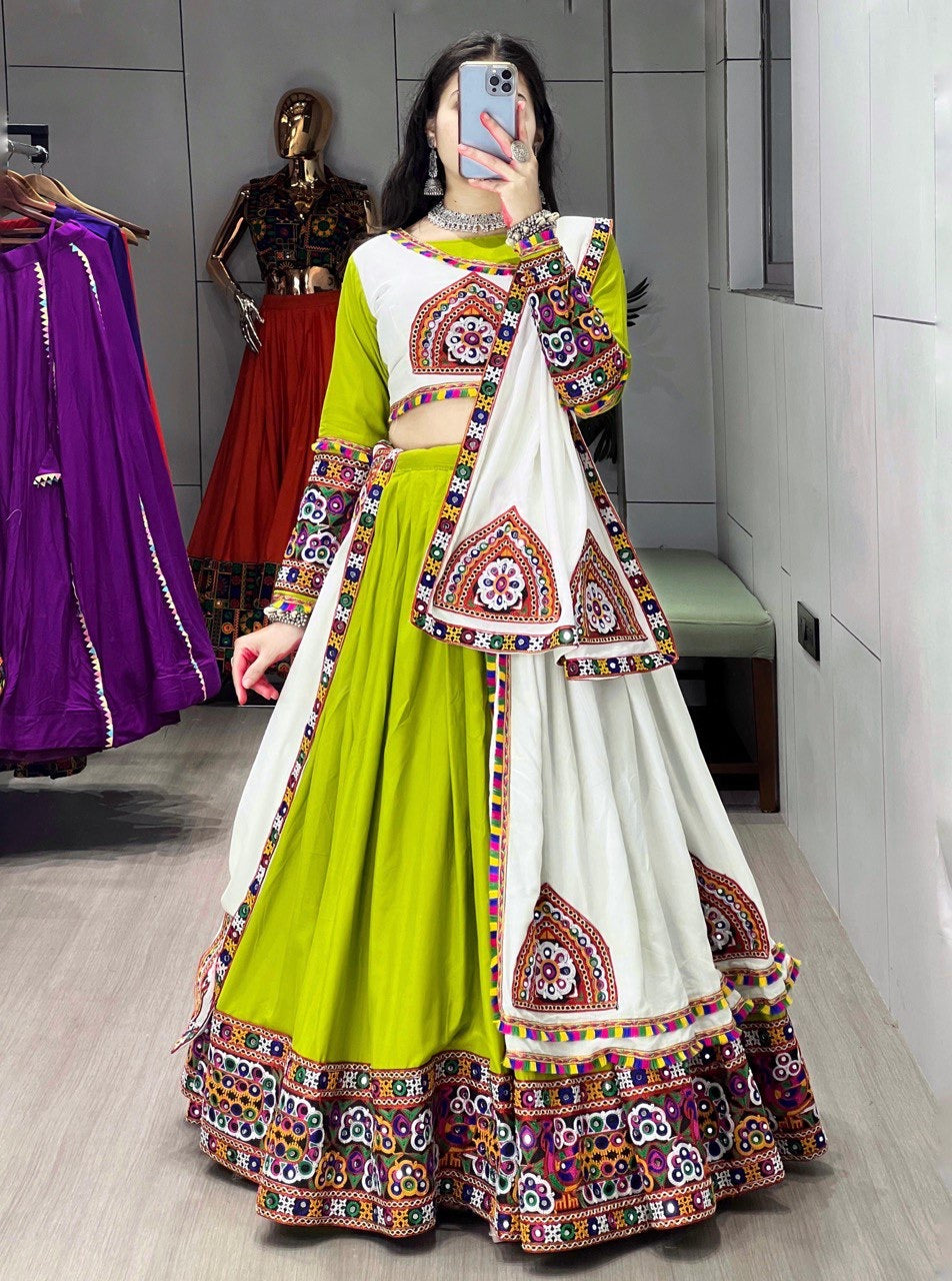 Premium Designer Rayon Cotton Lehenga Set with Gamathi Work - Navratri 2025 - FFgrtn 8050