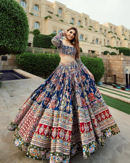 Navratri Special Premium Heavy Muslin Cotton Lehenga with Digital Print, Real Mirror Work & Gotapatti Lace