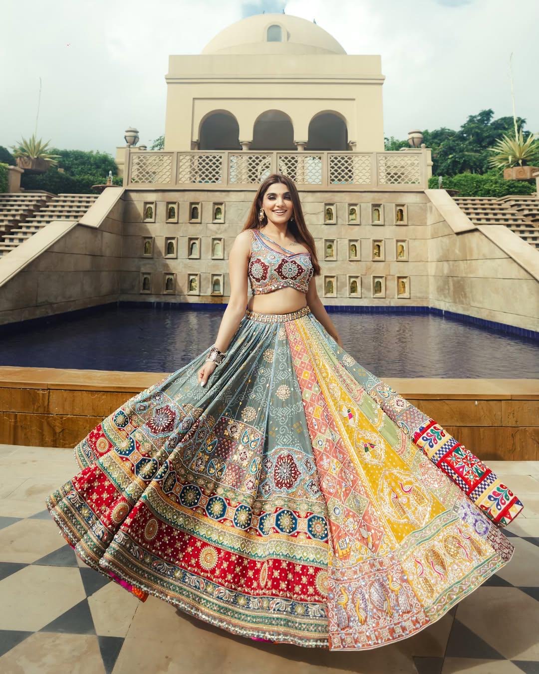 Navratri Special Heavy Muslin Cotton Chaniya Choli with Digital Print & Real Mirror Work