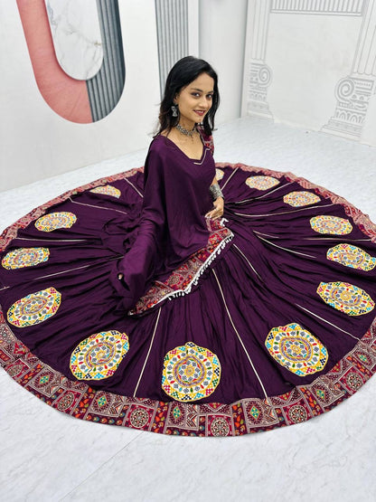 Navratri Special Pure Cotton Lehenga Choli with 6 Meter Big Flair & Gamathi Work