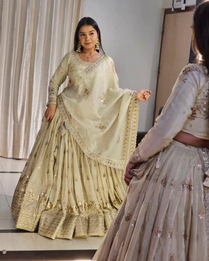 Party Wear Lehenga Choli with Chinon Silk & Sequin Embroidery - ALC 89