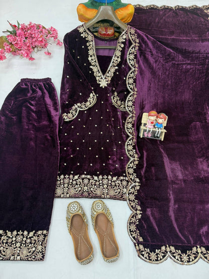 Lc 1420 - wine colour velvet suit