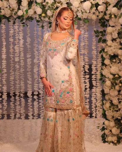 Elegant Georgette Kurti Sharara Set with Sequin Embroidery - LC 1348