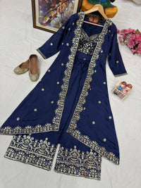 Newly Launched Premium INDOWESTERN PLAZO CHOLI & SHRUG SET