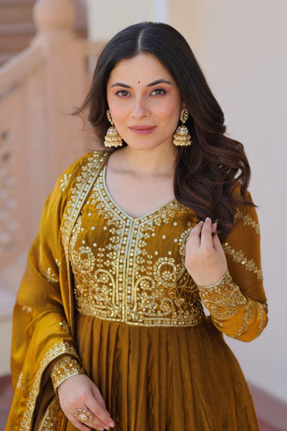 Premium Readymade Gown with Sequins & Zari Embroidery - FFLW-9234