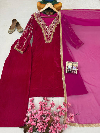 Lc 1419 beautiful ranipink velvet suit