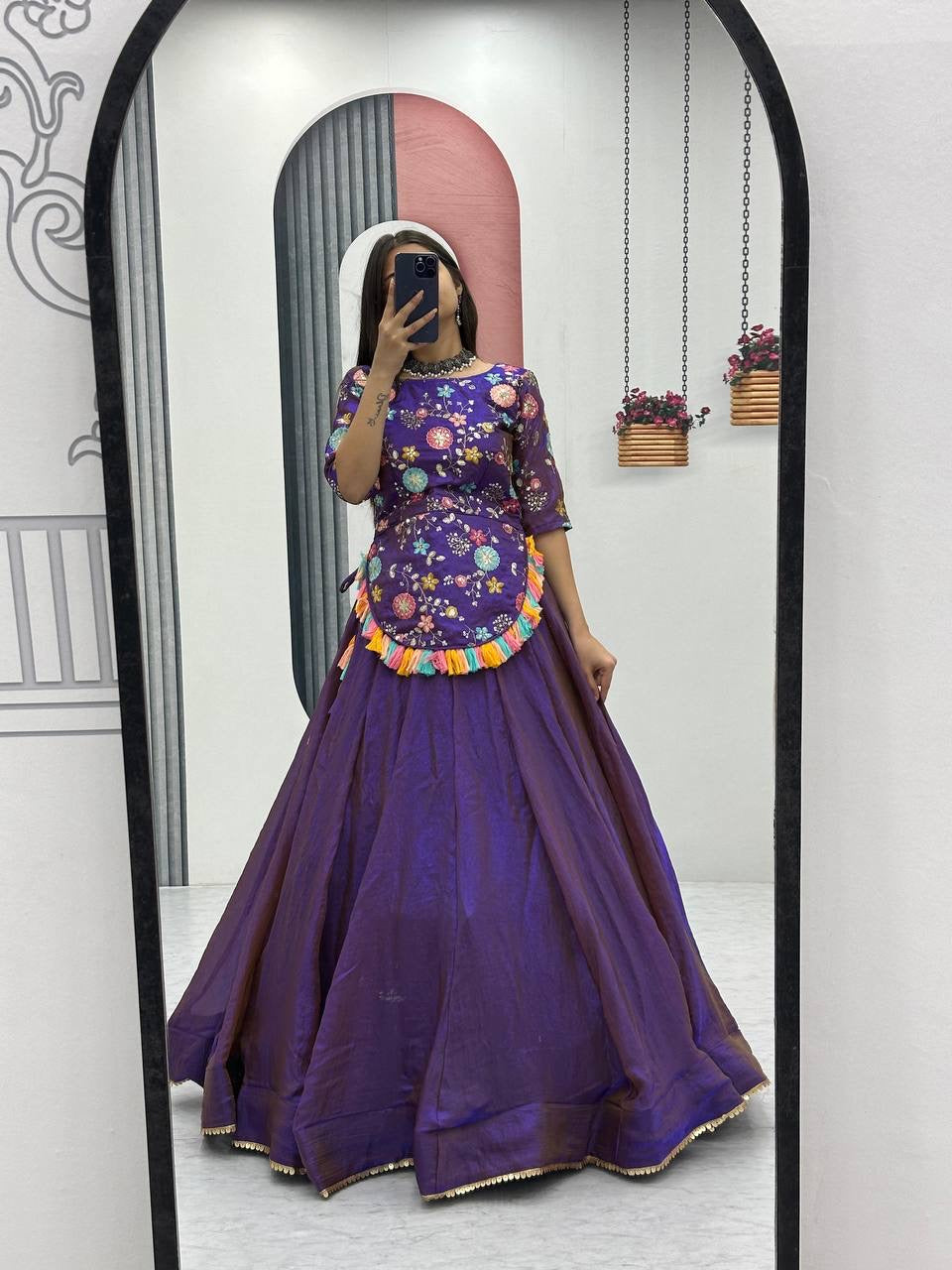 Festival Special Pure Fendy Crop Top & Lehenga Set with Heavy Thread & Sequence Work - FFPC 523