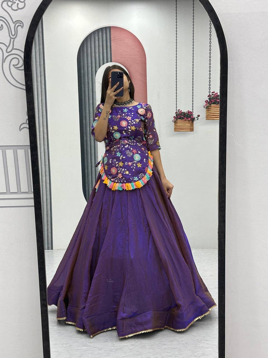 Festival Special Pure Fendy Crop Top & Lehenga Set with Heavy Thread & Sequence Work - FFPC 523