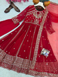 Raksha Bandhan Special Anarkali Gown | Soft Faux Georgette | Sequins & Zari Embroidery | 3 Colors