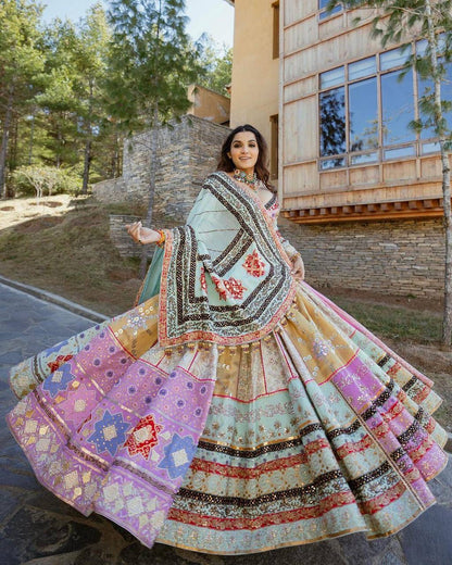 Heavy Muslin Cotton Lehenga with Digital Print & Real Mirror Work - Alc 079