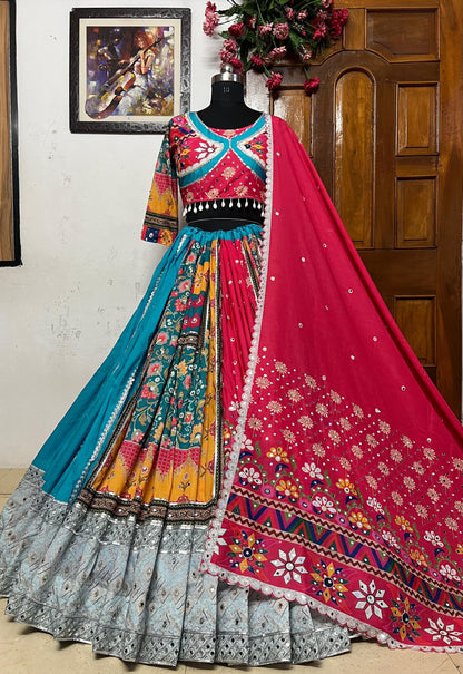 Navratri special Heavy Muslin Cotton Lehenga with Gota Patti & Real Mirror Work - ALC-82