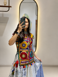 Fusion Style Navratri Kurti Lehenga with Gamthi Embroidery & Mirror Work