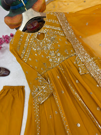 Raksha Bandhan Special Anarkali Gown | Soft Faux Georgette | Sequins & Zari Embroidery | 3 Colors
