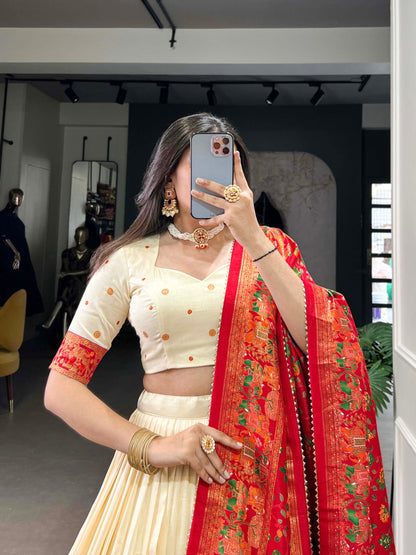 Tussar Silk Lehenga Choli with Printed & Foil Work - FFLB-1245