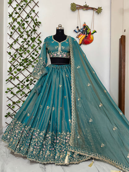 Premium Heavy Fendy Silk Lehenga Choli with 5mm Sequins, Thread & Zari Embroidery - ALC 98