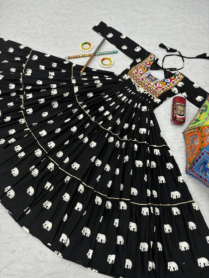 Navratri Special Pure Cotton Gown with 9 Meter Big Flair & Embroidery