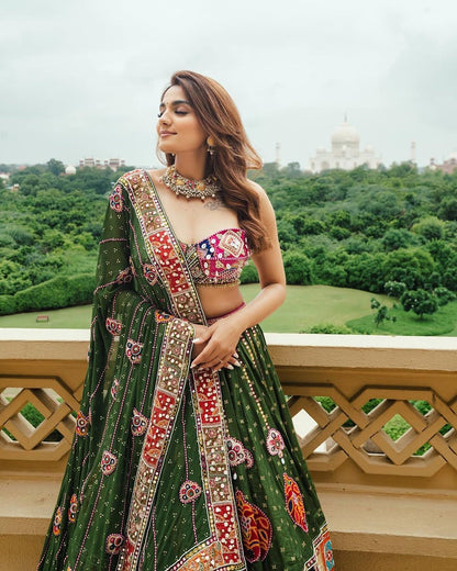 Navratri special Heavy Muslin Cotton Lehenga with Digital Print & Real Mirror Work - ALC 96