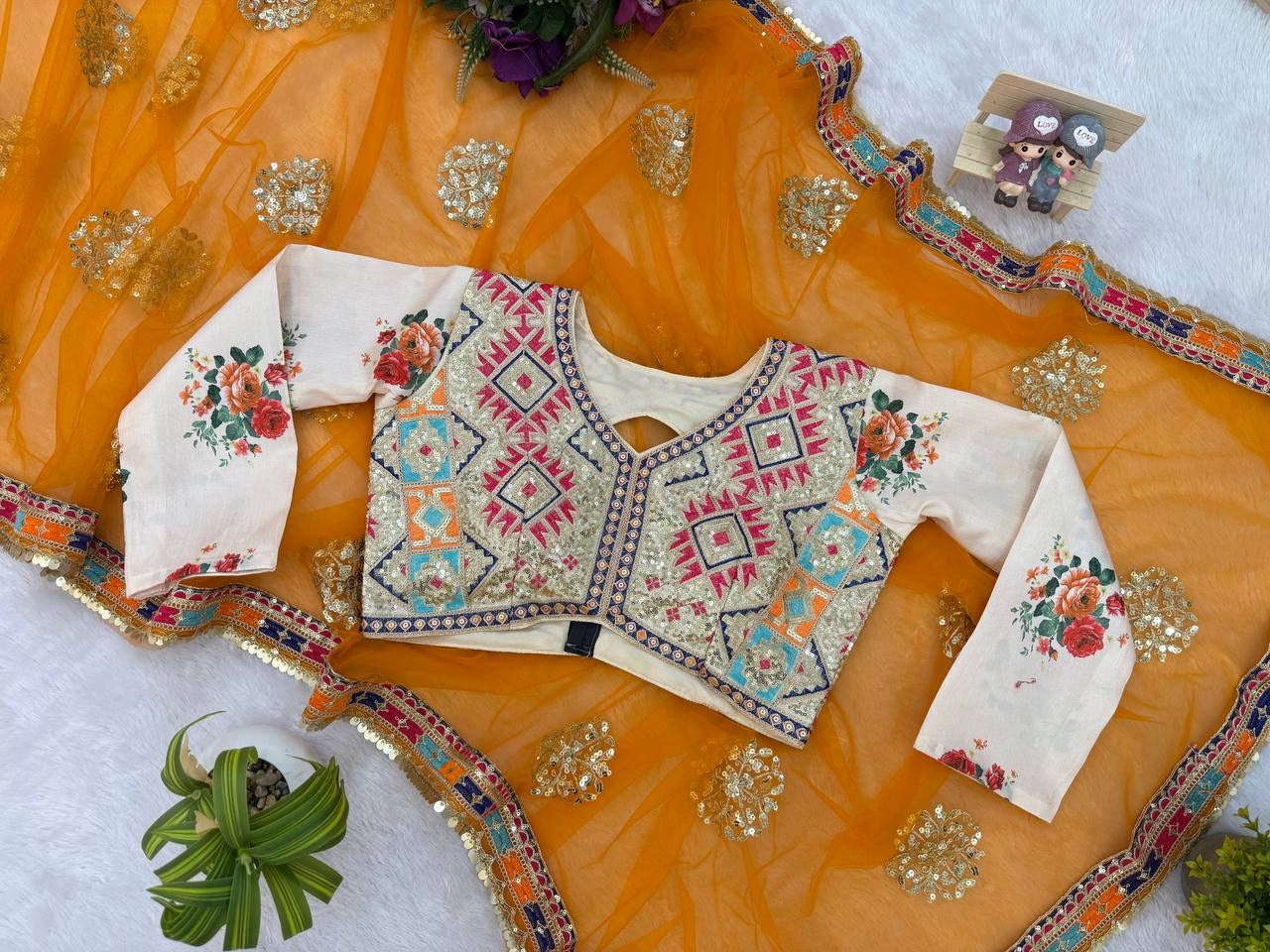 Superhit Butterfly Net Saree with Heavy Embroidery & Fancy Lace Work