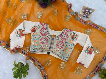 Superhit Butterfly Net Saree with Heavy Embroidery & Fancy Lace Work