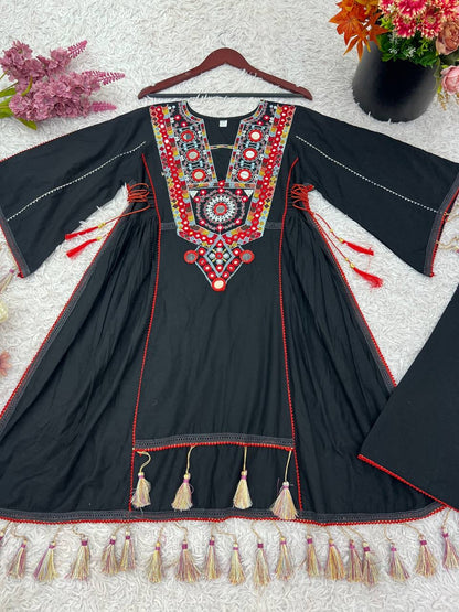 Premium Khadi Cotton Co-ord Set with Mirror Work - Rakhi Special - FFsrk 5286