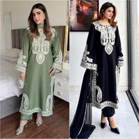 Summer Special Chicken work Kurti with Palazzo set in Pista & Black color
