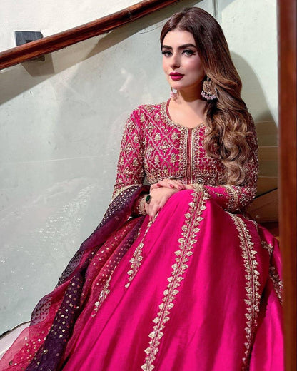 Heavy Sequins Anarkali Style Gown in Chinon Silk with zari & thread Embroidery - LC 1319