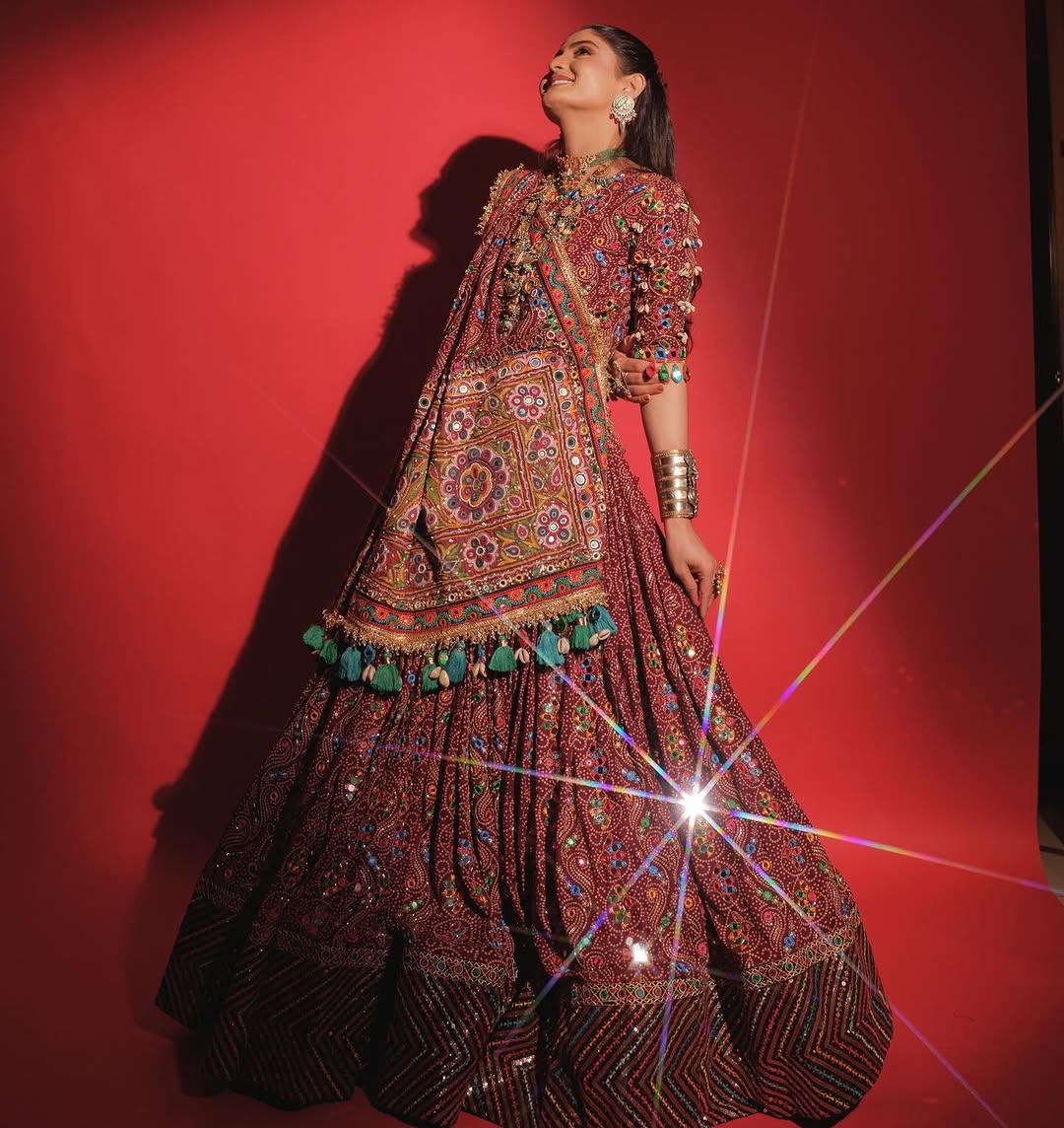 Navratri Special Muslin Cotton Lehenga Choli with Real Mirror Work - ALC 110