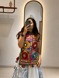 Fusion Style Navratri Kurti Lehenga with Gamthi Embroidery & Mirror Work