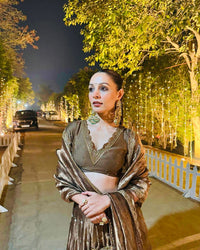 Amazing Semi-Bridal Lehenga Choli in beautiful brown color gmy silk (heavy tissue)