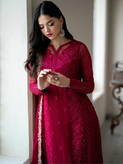 Designer Party Wear Top Palazzo Set with Heavy Embroidery - FFNSR-866