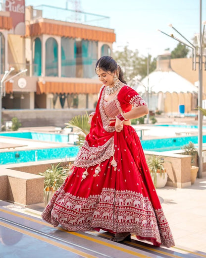Party Wear semi bridal Lehenga Choli with Sequins & Zari Embroidery - ALC 93