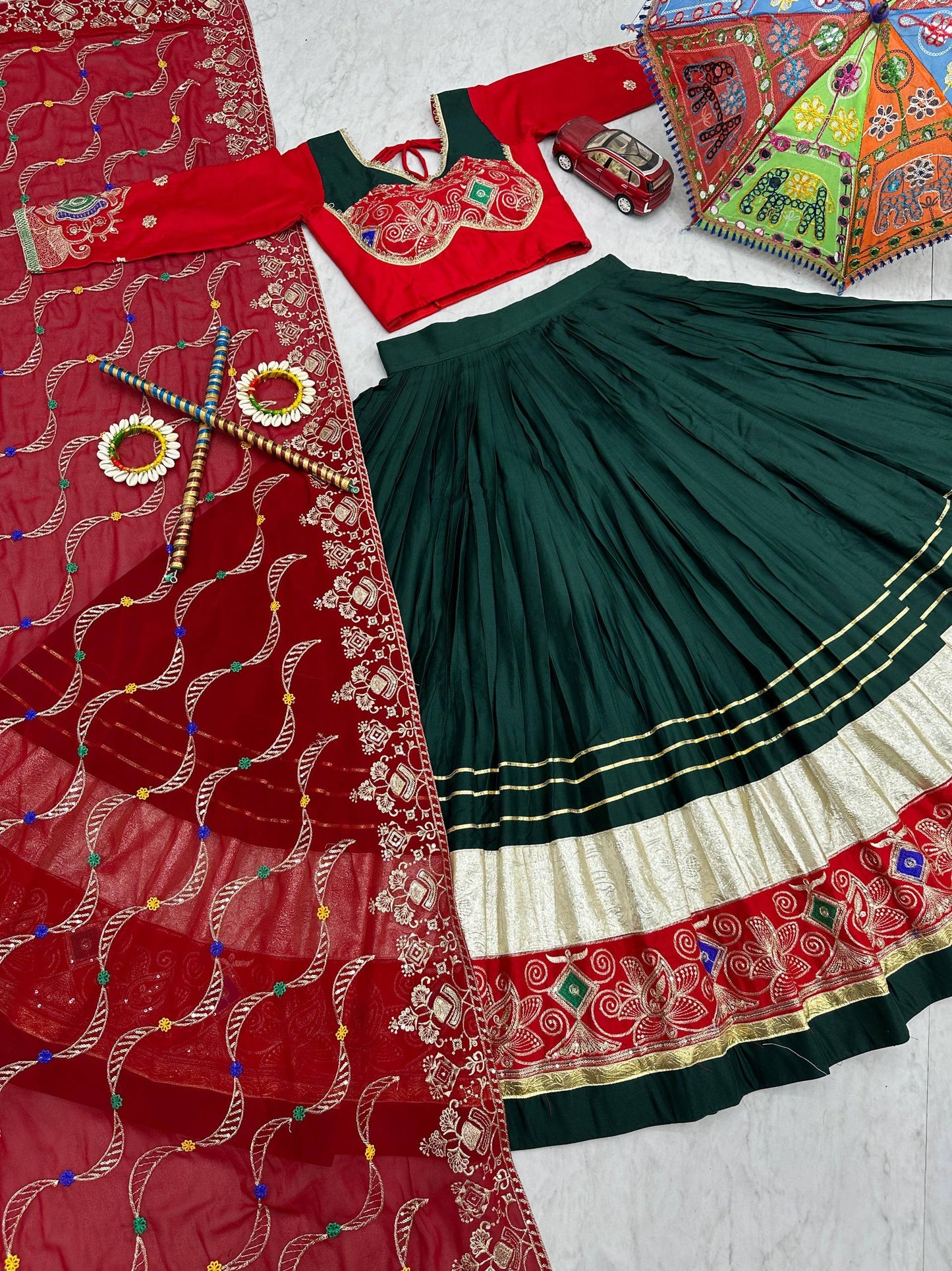 Navratri Special Pure Cotton Lehenga Choli with 6 Meter Big Flair - Real Modeling