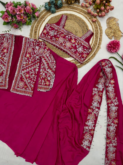 Ready To Wear Saree with Jacket - Heavy Chinon Silk - FFHV-9250