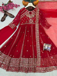 Raksha Bandhan Special Anarkali Gown | Soft Faux Georgette | Sequins & Zari Embroidery | 3 Colors