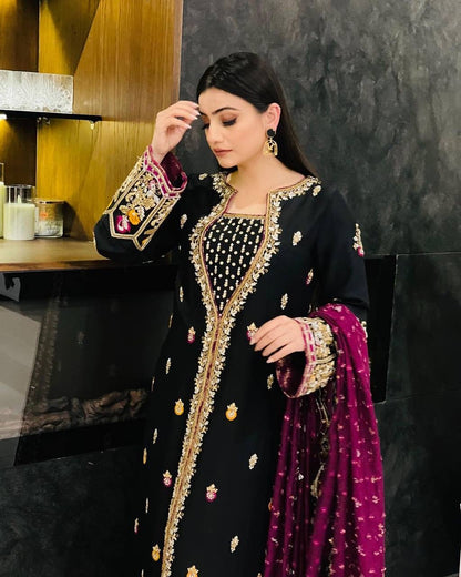 Lc 1138 - velvet kurti plazoo set