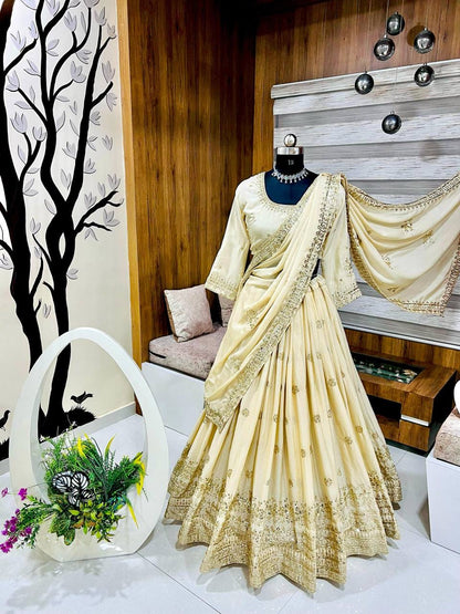 Party Wear Lehenga Choli with Chinon Silk & Sequin Embroidery - ALC 89