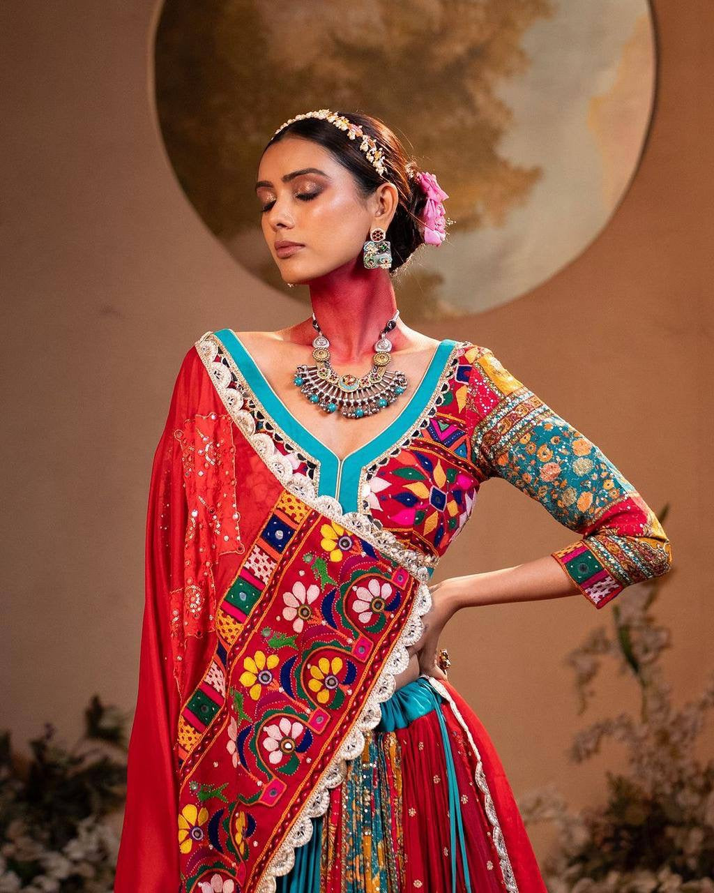 Navratri special Heavy Muslin Cotton Lehenga with Gota Patti & Real Mirror Work - ALC-82