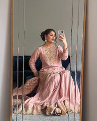 Beautiful baby pink color Sharara set with elegant Embroidery work