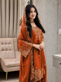 Designer Kurti-Palazzo set in premium moss tissue silk